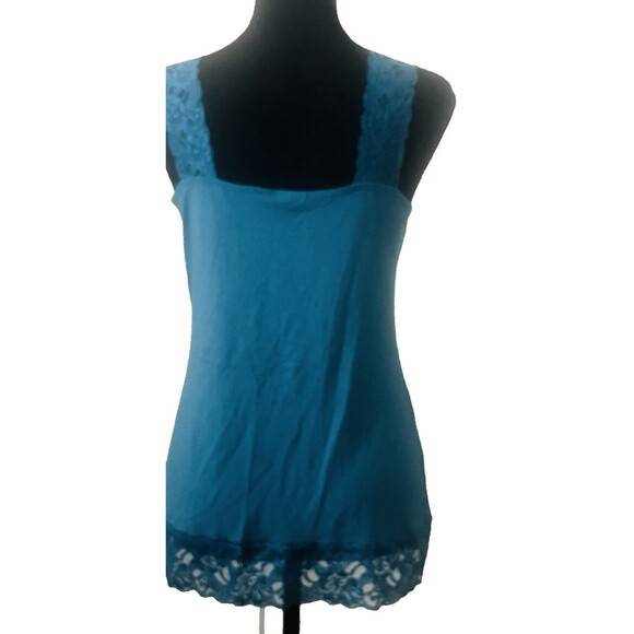 HALOGEN Teal Lace-Trimmed Camisole Tank Top Basic Medium - Picture 2 of 5